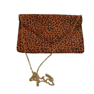 3 am Forever Leopard Print Envelope Clutch Bag With Gold Chain Strap